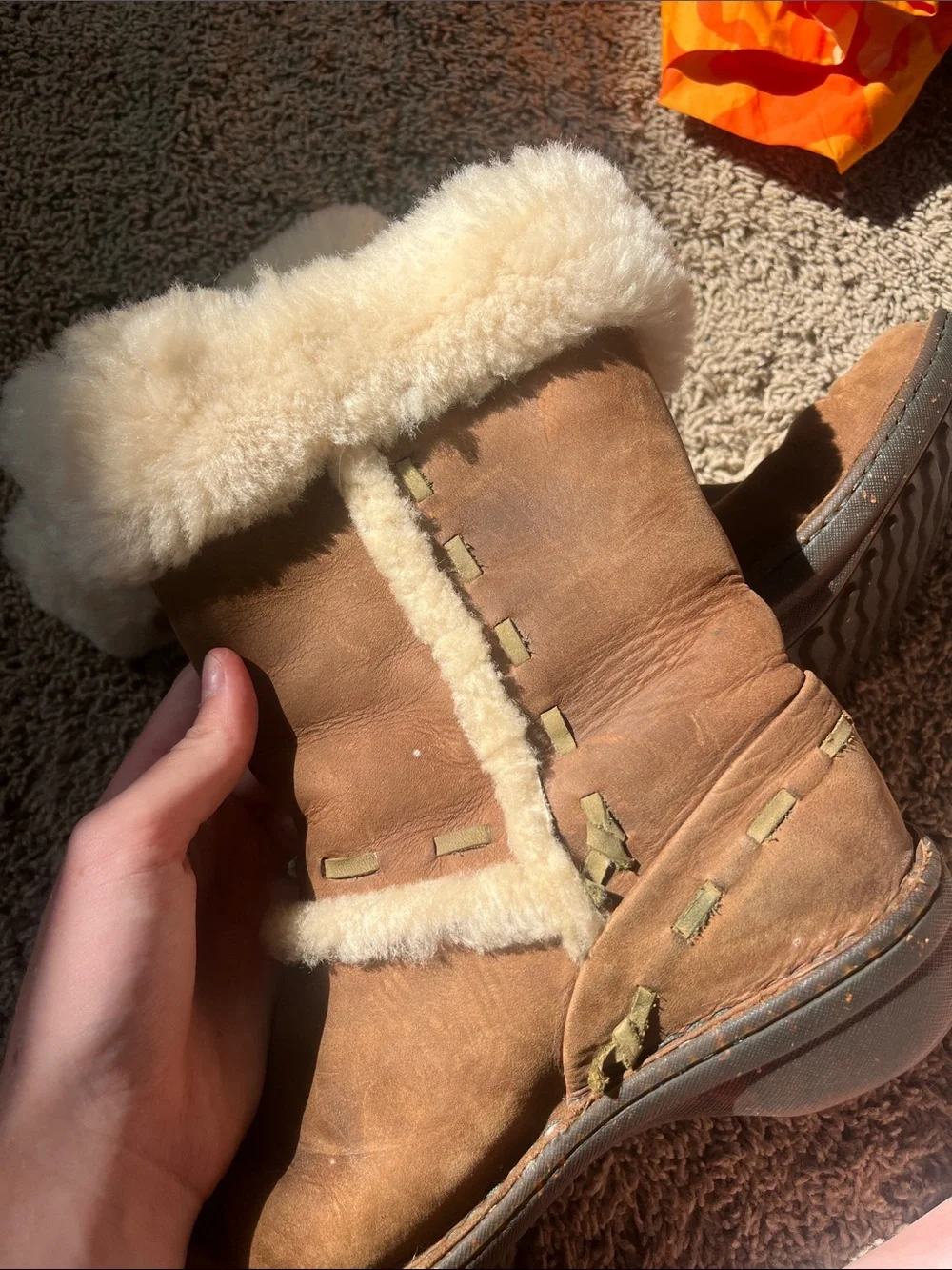 UGG Chestnut Brown Shearling-Trim Women's Winter Boots
